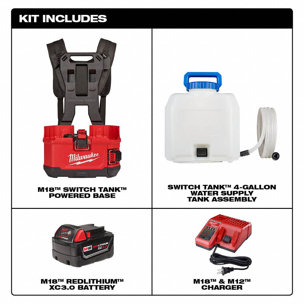MILWAUKEE Backpack Sprayer Kit 4 gal Sprayer Tank Capacity, HDPE, In