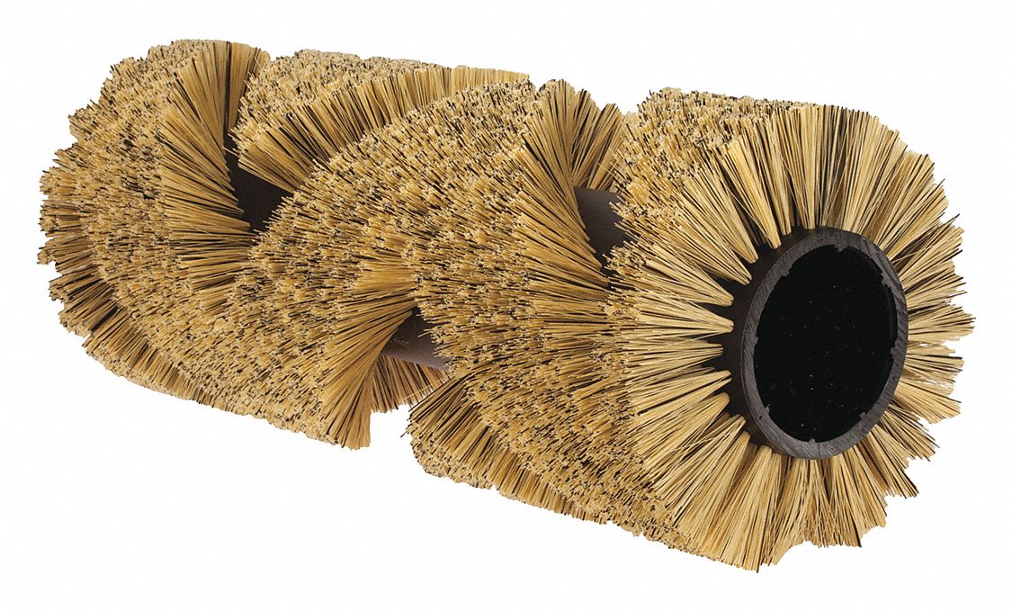 Floor Machine Brush: Cylindrical, 14 in Brush Dia, For Machine Size 50 in_62 in, Black/White