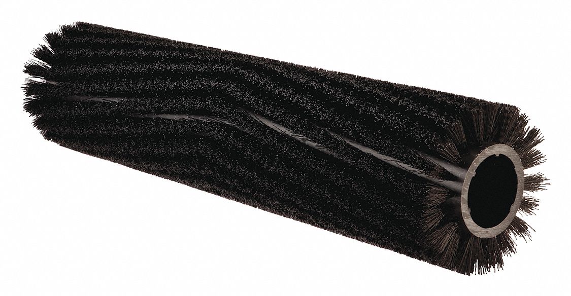 Floor Machine Brush: Cylindrical, 9 in Brush Dia, Polypropylene, Black