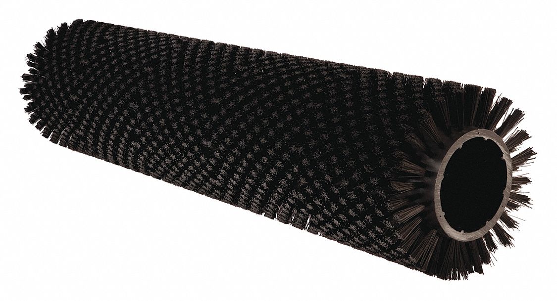 Floor Machine Brush: Cylindrical, 12 in Brush Dia, For Machine Size 48 in_62 in_64 in, Black