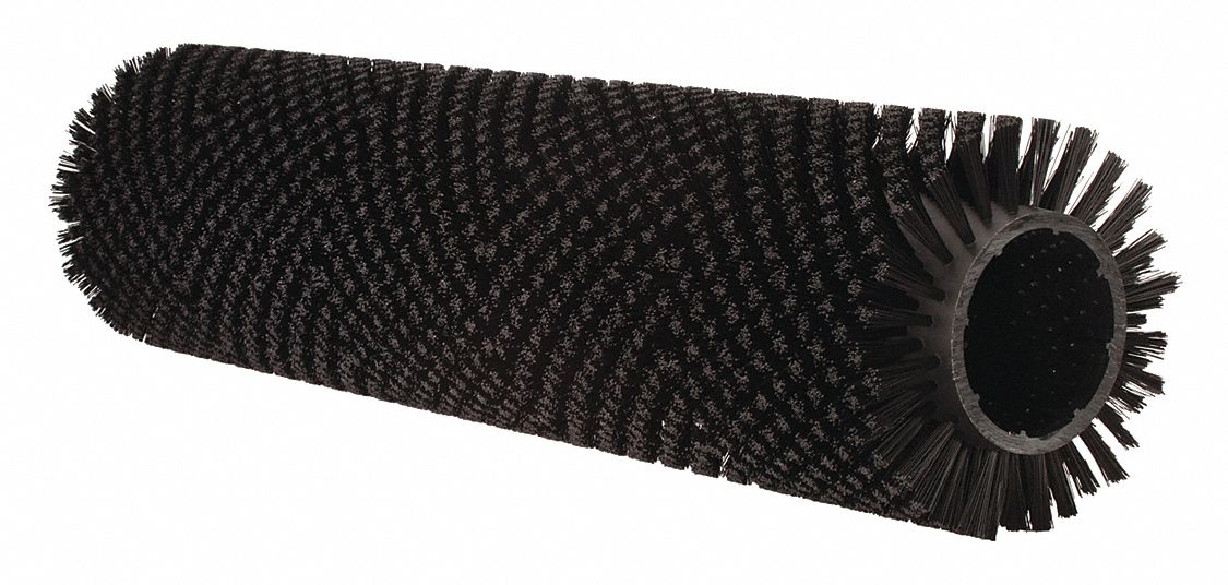 Floor Machine Brush: Cylindrical, 12 in Brush Dia, For Machine Size 48 in_62 in_64 in, Black