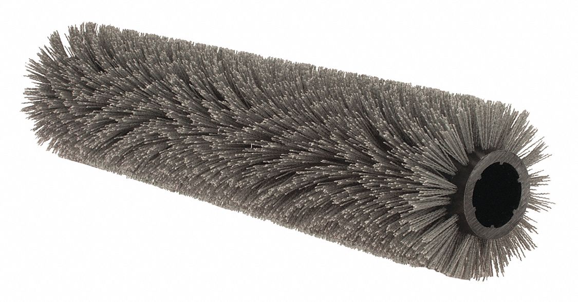 Floor Machine Brush: Cylindrical, 8 in Brush Dia, For Machine Size 36 in_45 in_46 in, Gray