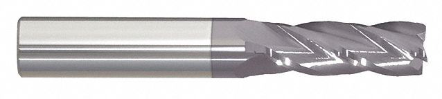 Square End Mill: Carbide, TiCN Coated, 4 Flute, 1/2" Mill Dia, 1-1/4" LOC, 3" OAL