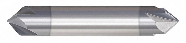 Chamfer Mill: Carbide, AlTiN Coated, Double End, 4 Flute, 90°, 1/2" Mill Dia, 3" OAL