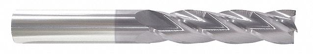Square End Mill: Carbide, TiCN Coated, 4 Flute, 3/8" Mill Dia, 1" LOC, 4" OAL