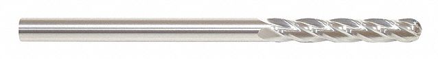 Ball End Mill: Carbide, AlTiN Coated, 4 Flute, 3/4" Mill Dia, 4" LOC, 7" OAL