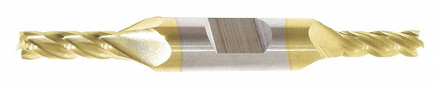 Square End Mill: Carbide, TiN Coated, Double End, 4 Flute, 1/2" Mill Dia, 1" LOC
