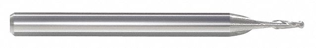 Ball End Mill: Carbide, 2 Flute, 1/16" Mill Dia, 1" LOC, 2-1/2" OAL, List 252