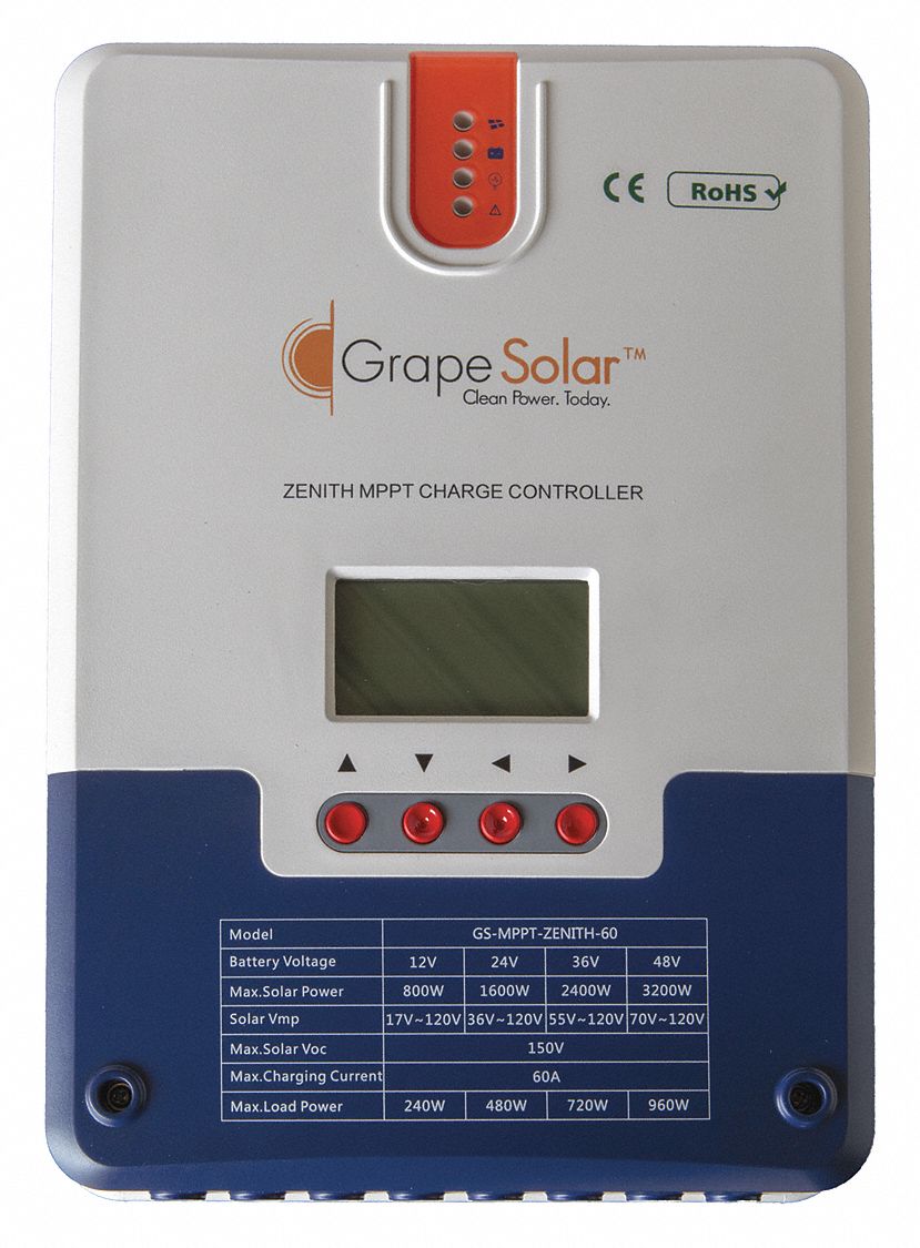 Solar Charge Controller: Flooded Lead Acid/Gel Cell/Lithium Ion/Sealed Lead Acid, 24V DC
