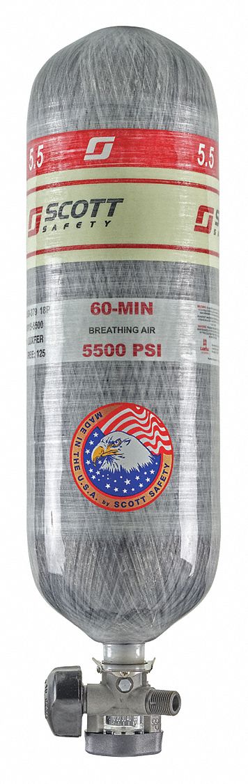 CYLINDER, CGA THREADED, 60-MIN, CARBON/EPOXY RESIN,5500 PSI,NIOSH,FOR AIR-PAK 75 SCBA