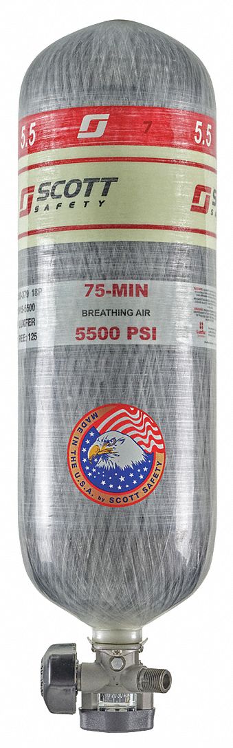CYLINDRE, FILETAGE CGA, 75-MIN, RÉSINE CARBONE/ÉPOXY, 5500 PSI, NIOSH, POUR AIR-PAK APRA 75