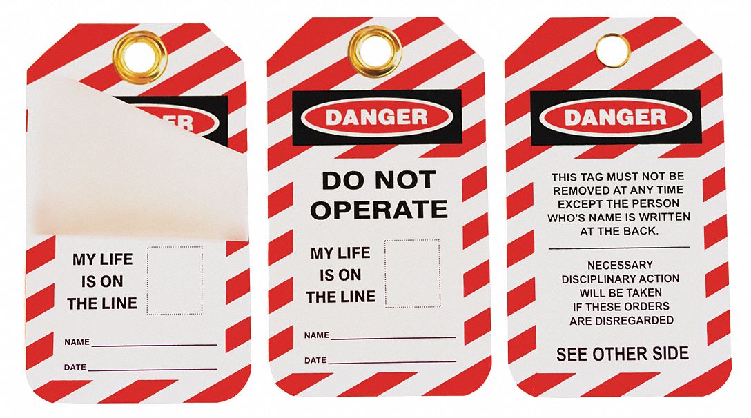 Lockout Tag: Danger, Danger Do Not Operate, Plastic, Date/Name, Write-On Surface, English