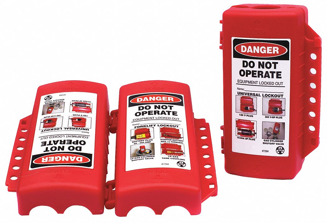 UNIVERSAL LOCKOUT DEVICE,RED,7-1/4 IN H