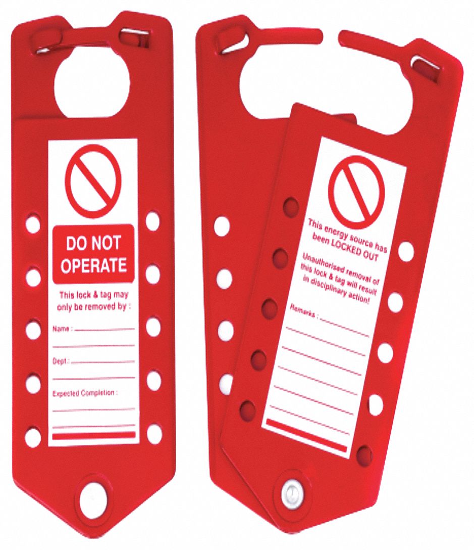 Labeled Lockout Hasp Red 7-1/4 L 3 W