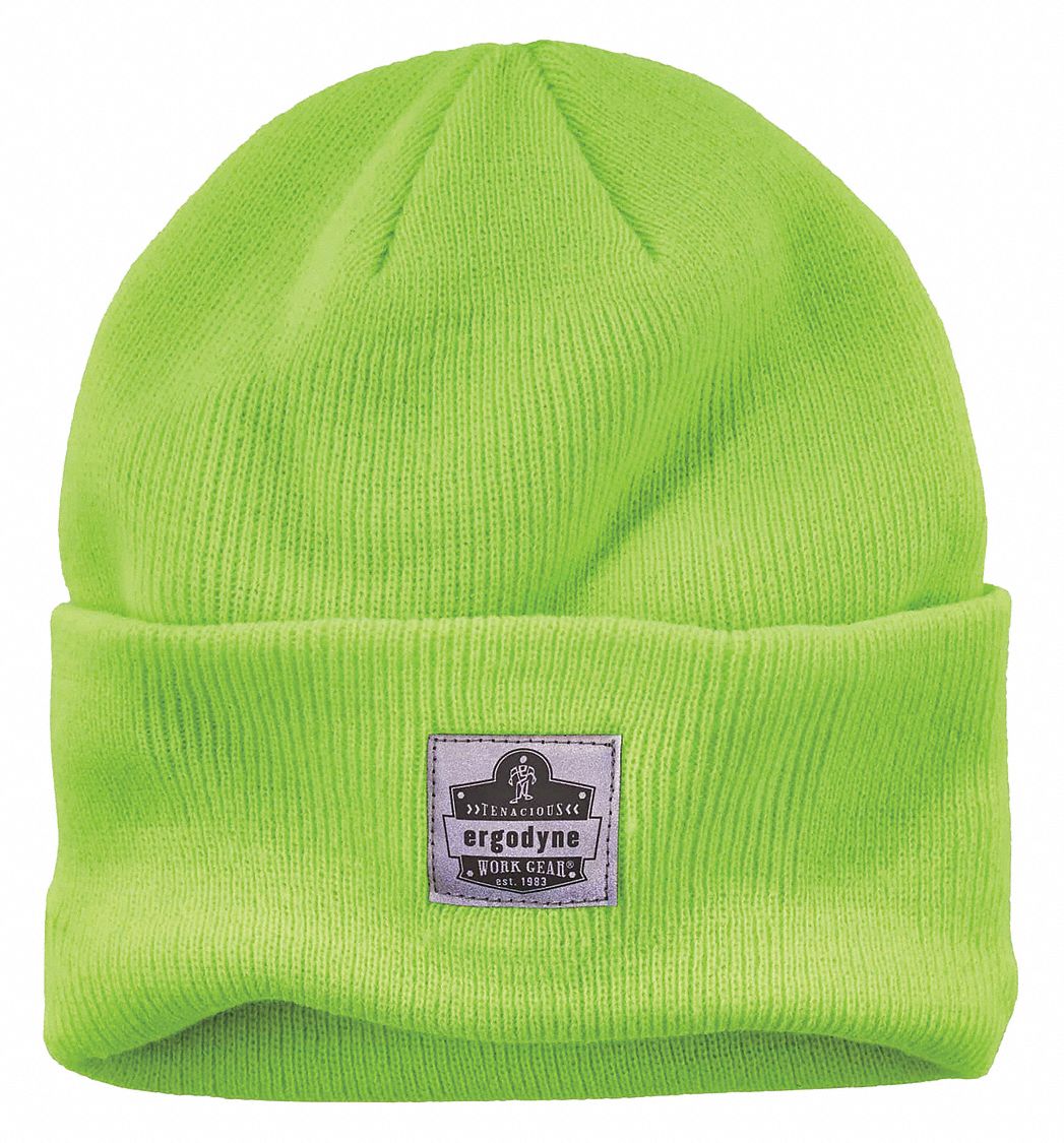 Hat: Beanie Cap, Lime, Universal, Hat, Acrylic, Ears/Head, Cuffed Beanie