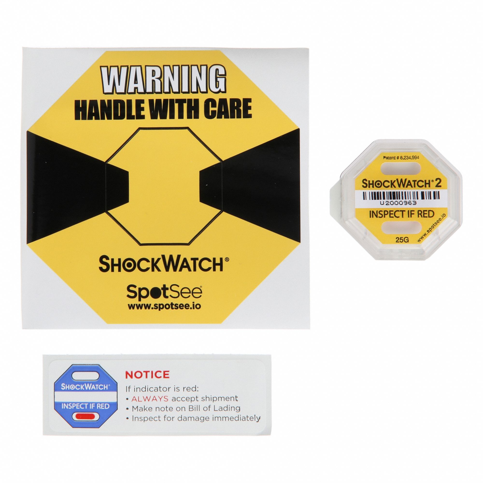 G-Force Indicator Label: 25, 1 45/64 in Label Wd, 1 45/64 in Label Ht, English, 50 PK
