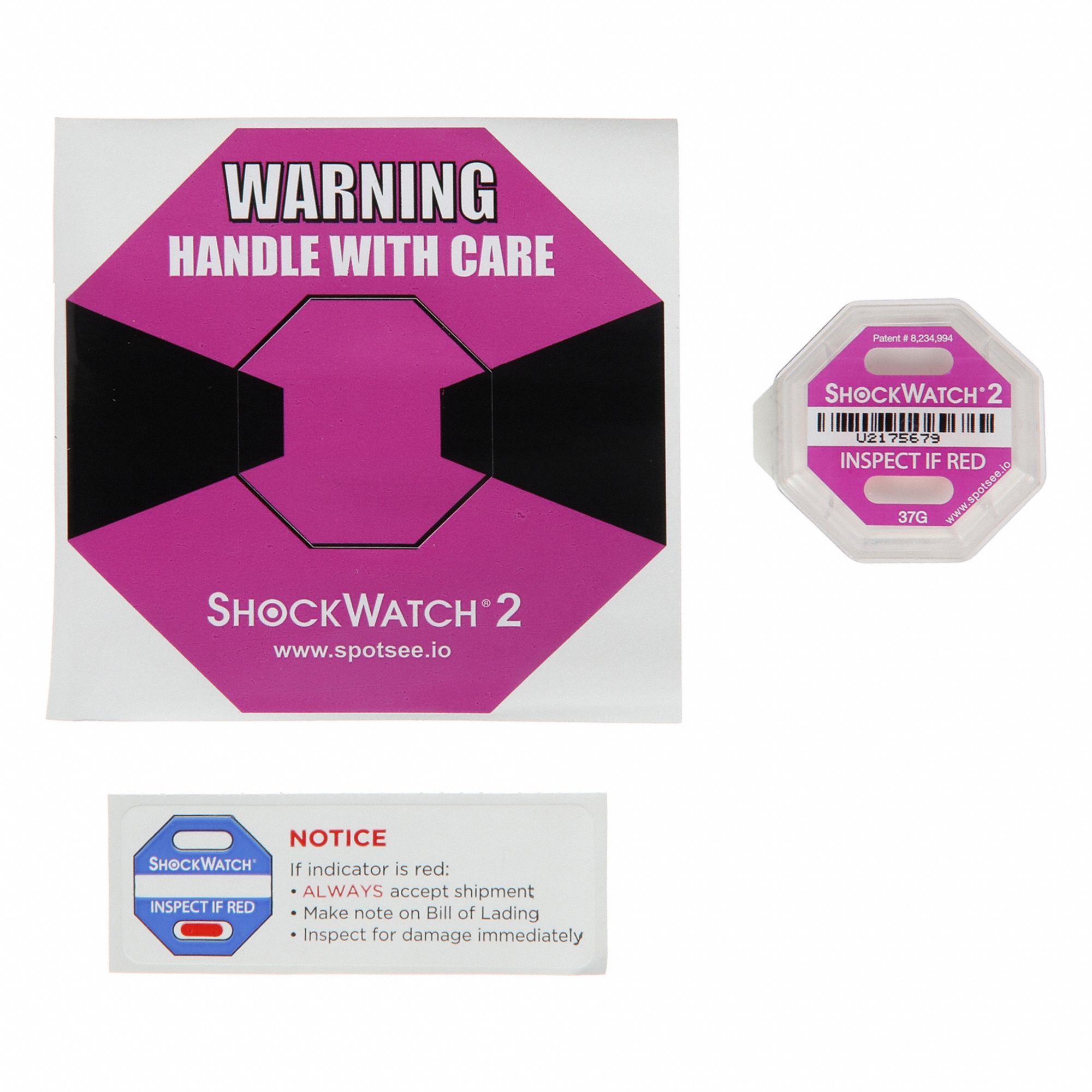 G-Force Indicator Label: 37, 1 45/64 in Label Wd, 1 45/64 in Label Ht, English, 50 PK