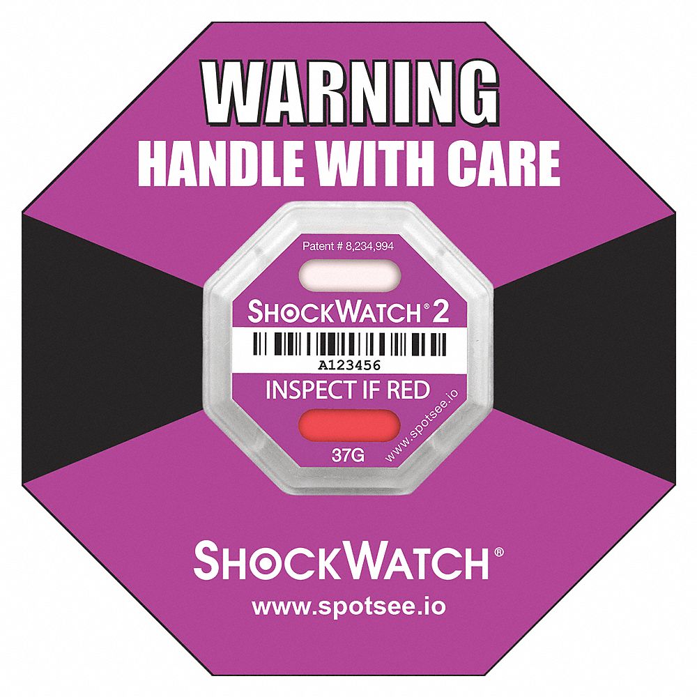 Shockwatch 48000K G-Force Indicator Label,25G,Pk50