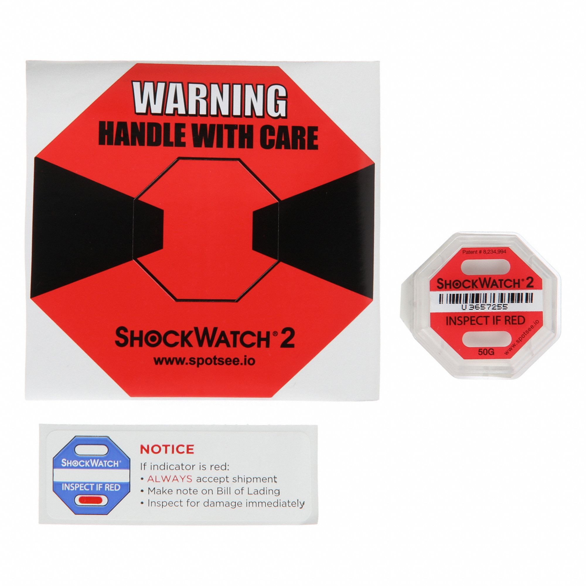 G-Force Indicator Label: 50, 1 45/64 in Label Wd, 1 45/64 in Label Ht, English, 50 PK