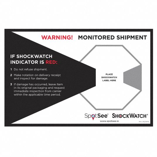 SHOCKWATCH Shock Indicator Companion Label, Shock Indicator Type ...