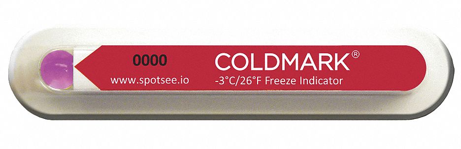 Temperature Indicator Label: 1 1/8 in Label Wd, 2 1/2 in Label Ht, 26° to 140°F, 100 PK