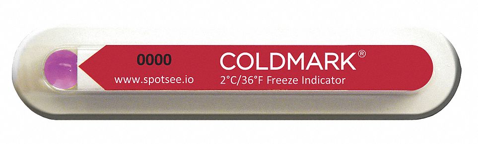 Temperature Indicator Label: 1 1/8 in Label Wd, 2 1/2 in Label Ht, 36° to 140°F, 100 PK