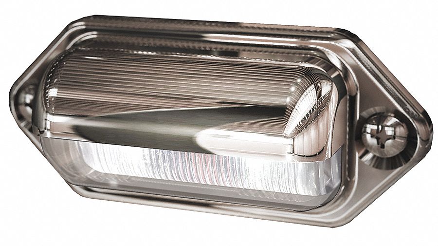 Ecco EW0206 License Plate Light, LED, 2-1/16 L, Silver