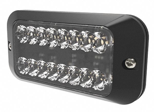 Strobe Light: Perimeter Flashing Warning Light, Amber/White, 5/8 in Overall Wd, LED, 12-24V DC