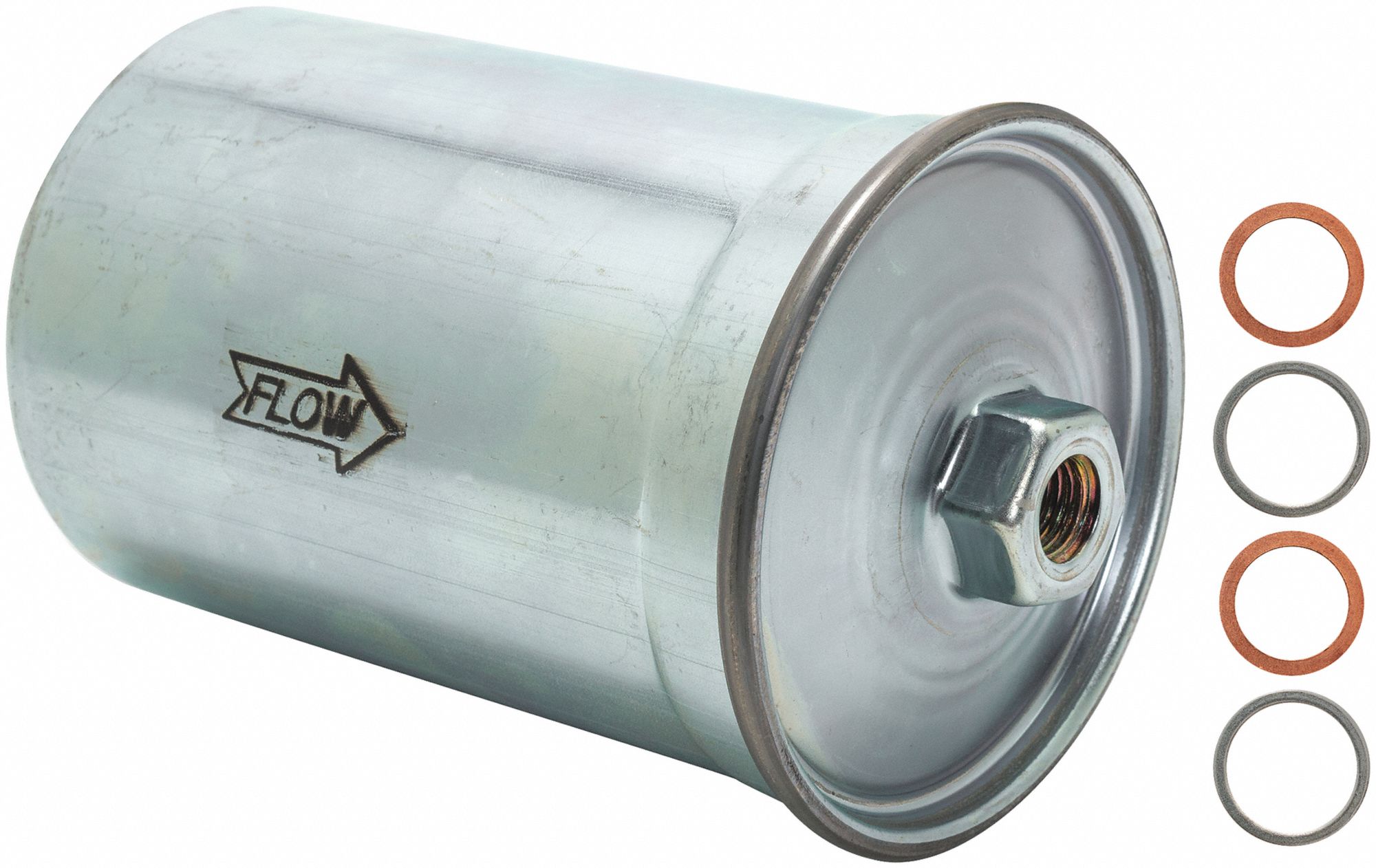 BALDWIN FILTERS IN-LINE FUEL FILTERS W WASHERS, 5.96 IN L/3.46 IN DIA ...