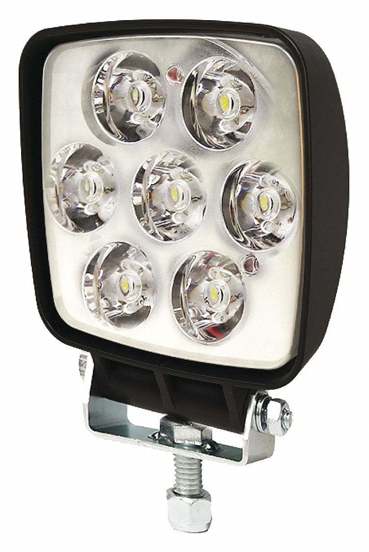 Vehicle Work Light: Square, Flood, LED, Bolt, Blunt Cut Wires, Universal, Surface Mount, Black