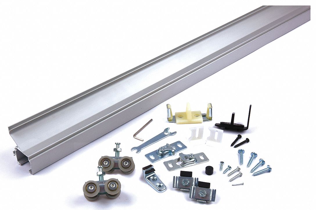 NATIONAL GUARD Track Kit, Sliding Door, Aluminum, Brushed Aluminum, 48