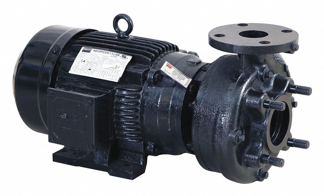 Centrifugal Pump: 5 hp, 208-240/480V AC, 100 ft Max Head, 2 in , 1 1/2 in Intake and Disch