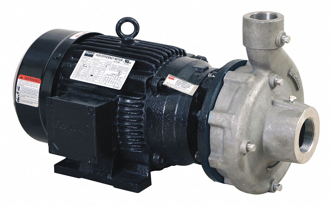 Centrifugal Pump: 5 hp, 208-240/480V AC, 100 ft Max Head, 2 in , 1 1/2 in Intake and Disch, TEFC