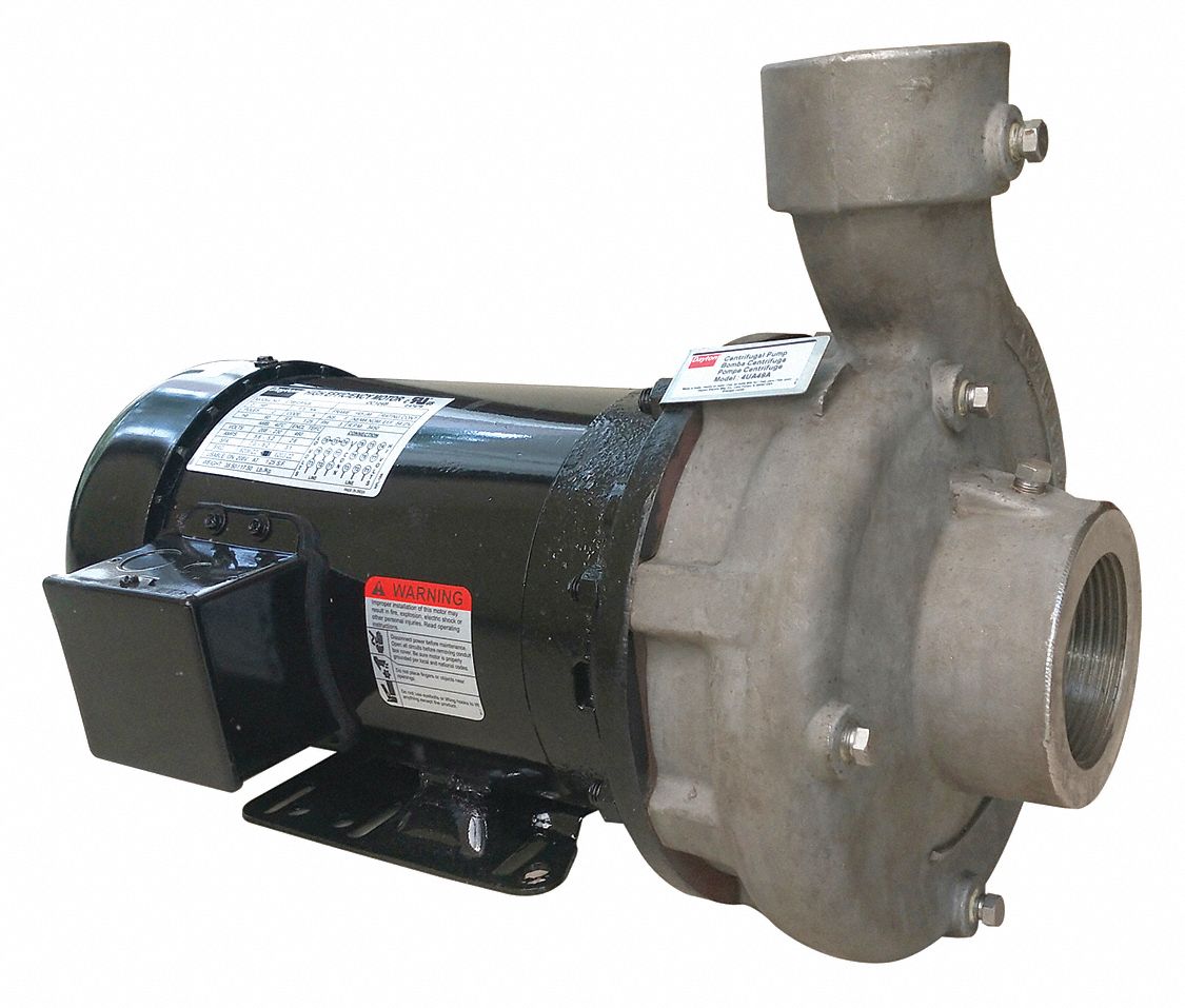 Centrifugal Pump: 2 hp, 208-240/480V AC, 50 ft Max Head, 2 in , 1 1/2 in Intake and Disch