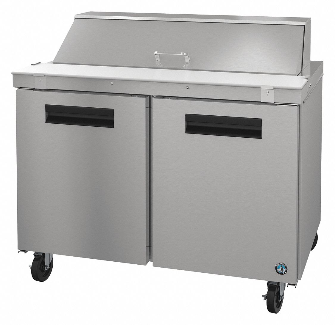 Worktop Refrigerator: Silver, 12 cu ft, 44 1/4 in Ht, 31 in Dp, Solid Door, 2 Doors