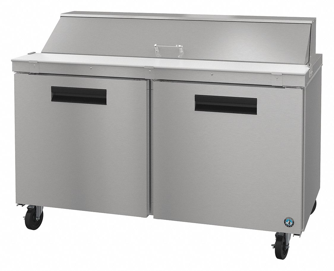 Worktop Refrigerator: Silver, 14.8 cu ft, 44 1/4 in Ht, 31 in Dp, Solid Door, 2 Doors