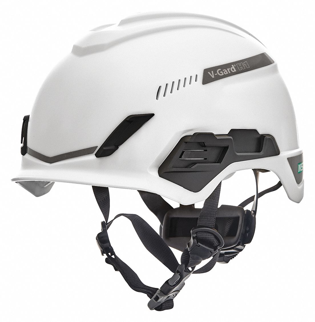 Hard Hat: White, No Graphics, Ratchet (4-Point), Ratchet, Polyethylene, Side-Slots, MSA