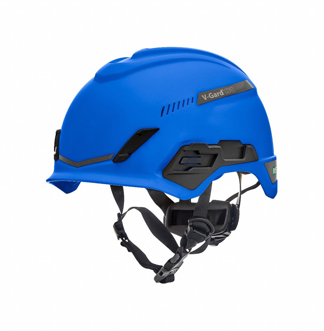 Hard Hat: Blue, No Graphics, Ratchet (4-Point), Ratchet, Polyethylene, Side-Slots, MSA, Solid