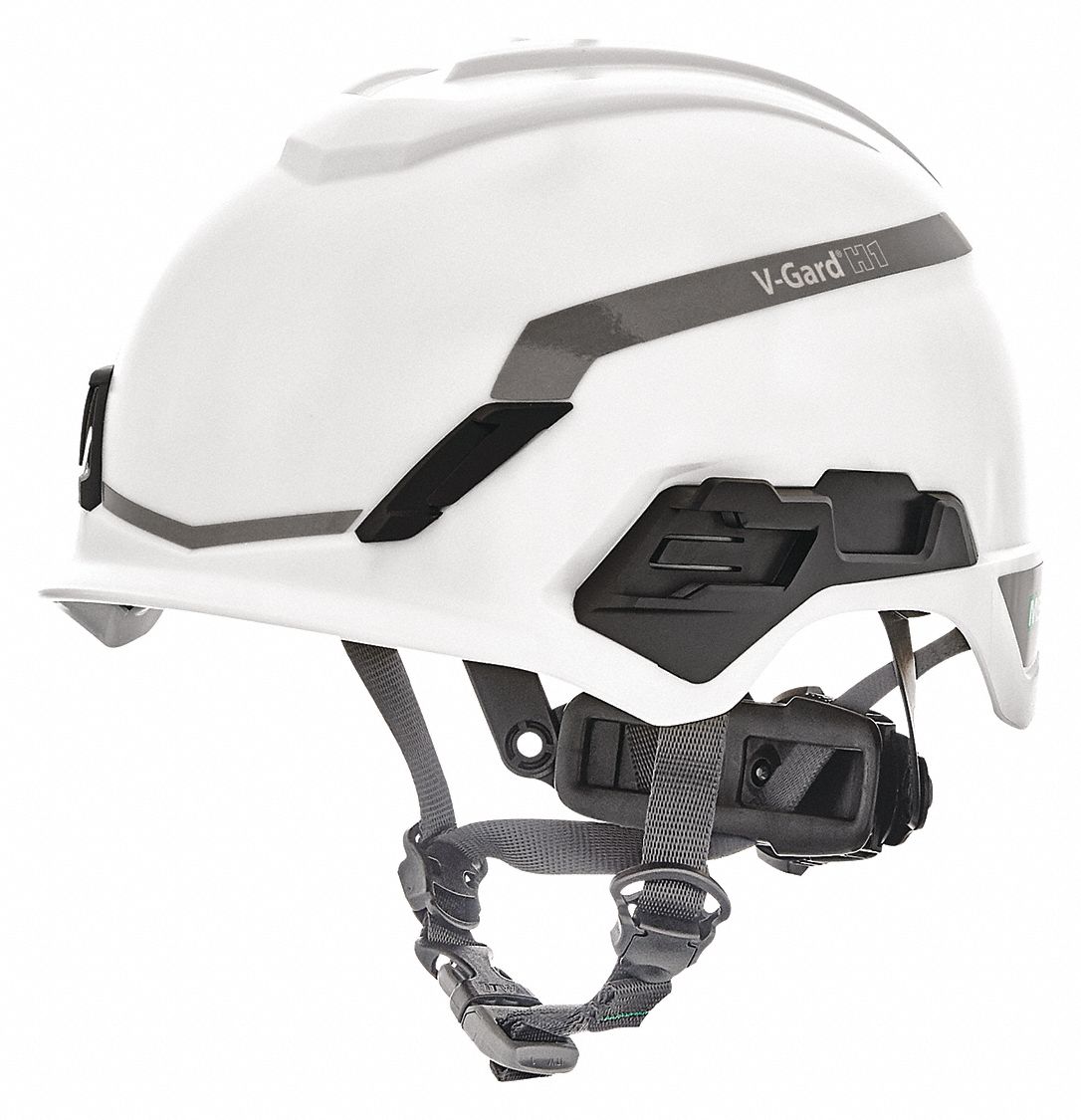 Hard Hat: White, No Graphics, Ratchet (4-Point), Ratchet, Polyethylene, Side-Slots, MSA
