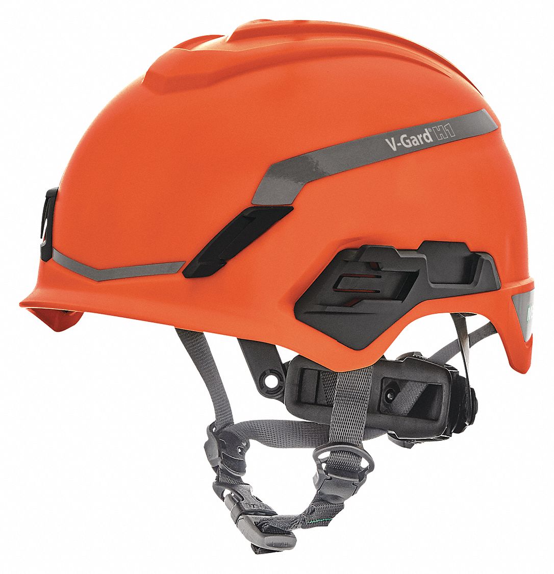 Hard Hat: Orange, No Graphics, Ratchet (4-Point), Ratchet, Polyethylene, Side-Slots, MSA