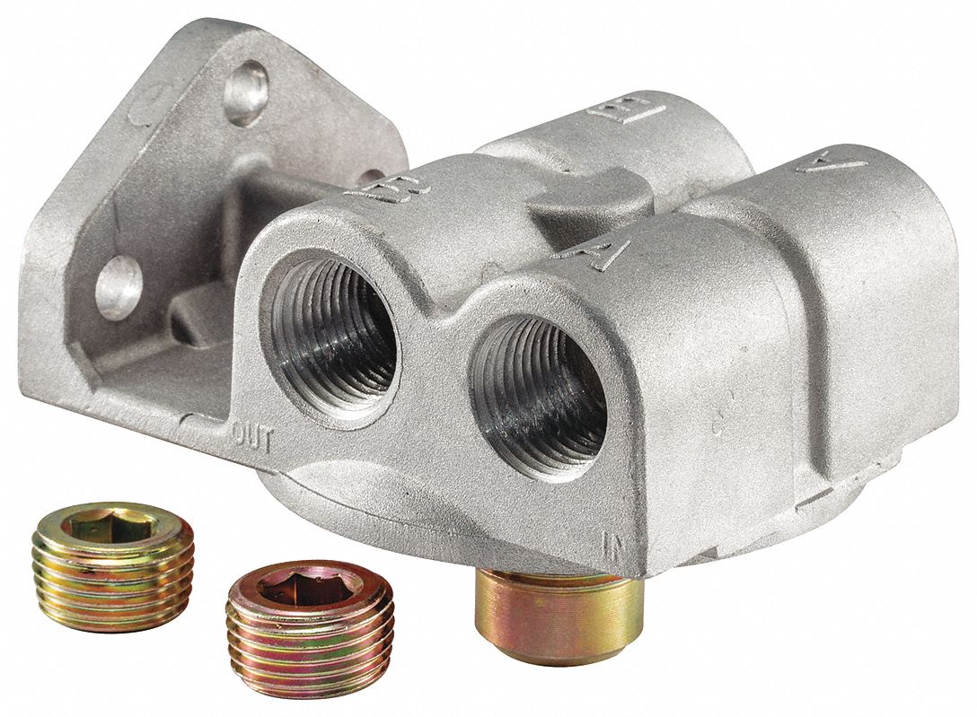 Fuel Filter Base: Fuel Filter, Fuel Filter Base, Aluminum, 2 7/8 in Lg