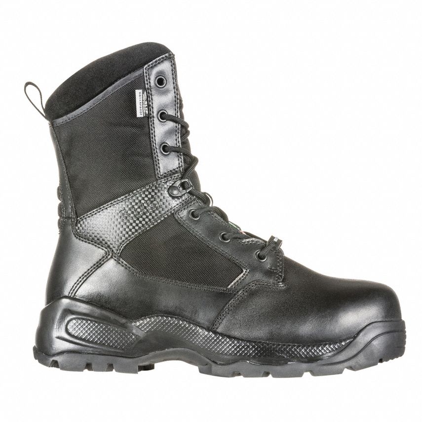 Military/Tactical Boot: Men's, 10-1/2, D, 8 in Ht, Black, 12416ABR, Less Than 1/2 in, 1 PR