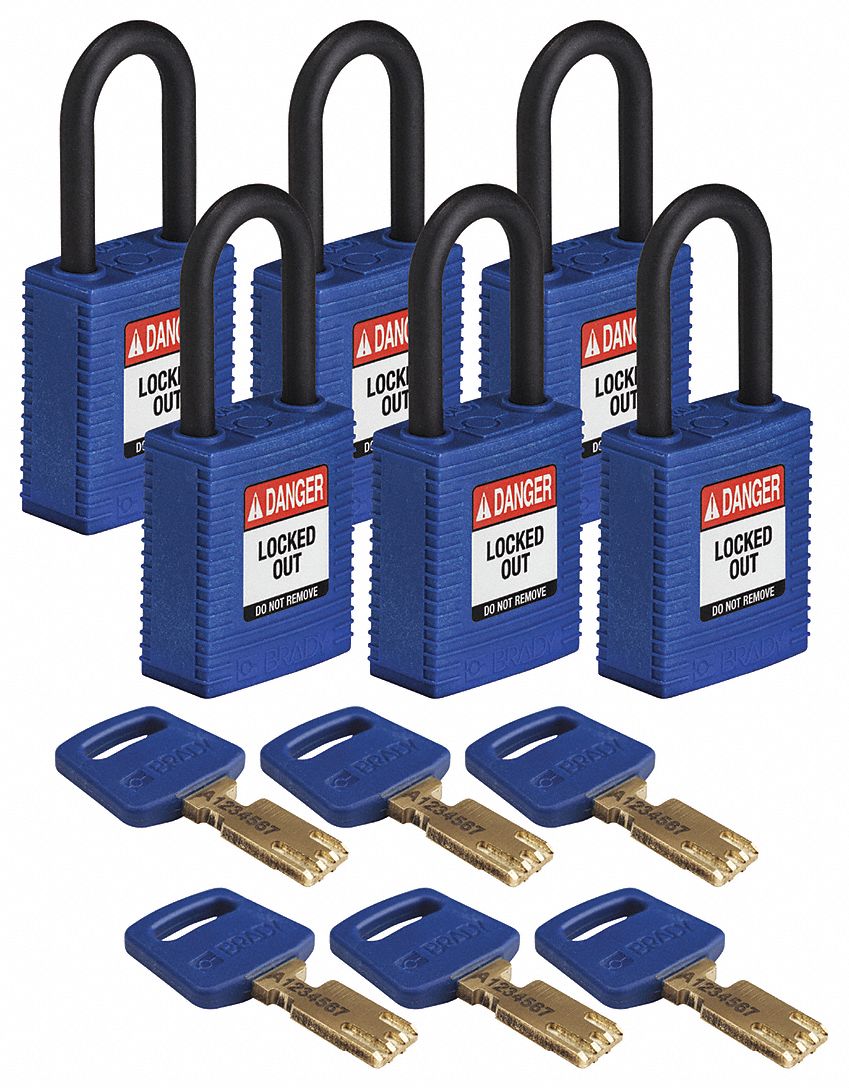 pp太郎 BRADY NYL-BLU-38PL-KD6PK Lockout Padlock,Nylon,Bl