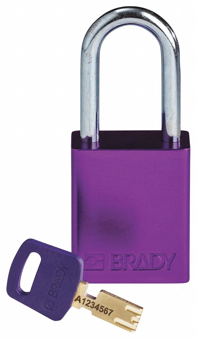 Lockout Padlock: Keyed Different, Aluminum, Std Body Body Size, Steel, Std, Purple, Aluminum