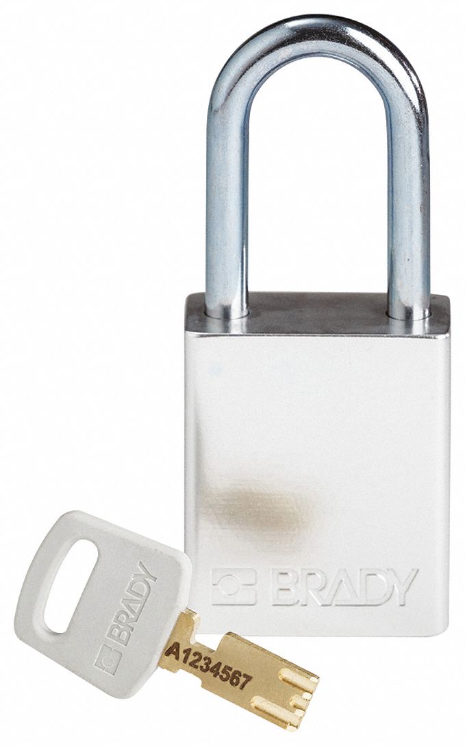 Lockout Padlock: Keyed Different, Aluminum, Std Body Body Size, Steel, Std, Silver, Aluminum