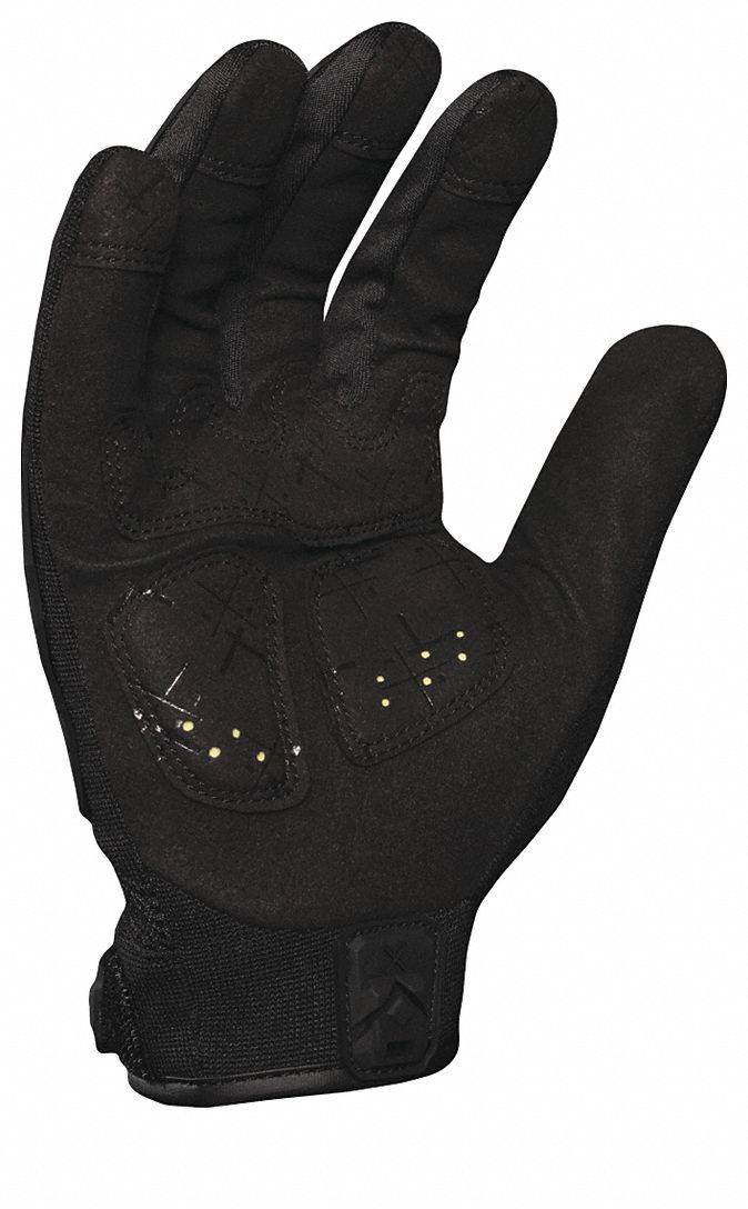 Tactical Gloves: M, Black, Synthetic Suede, Hook-and-Loop, Breathable Back, 1 PR