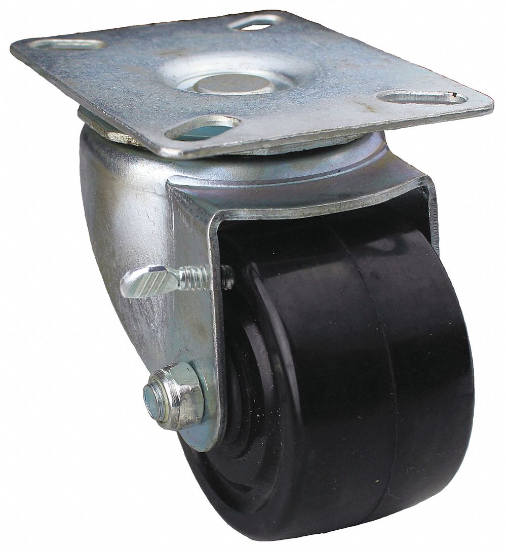 LOW-PROFILE STANDARD PLATE CASTER, 3 IN WHEEL DIAMETER, 500 LB, 3⅞ IN MOUNTING H