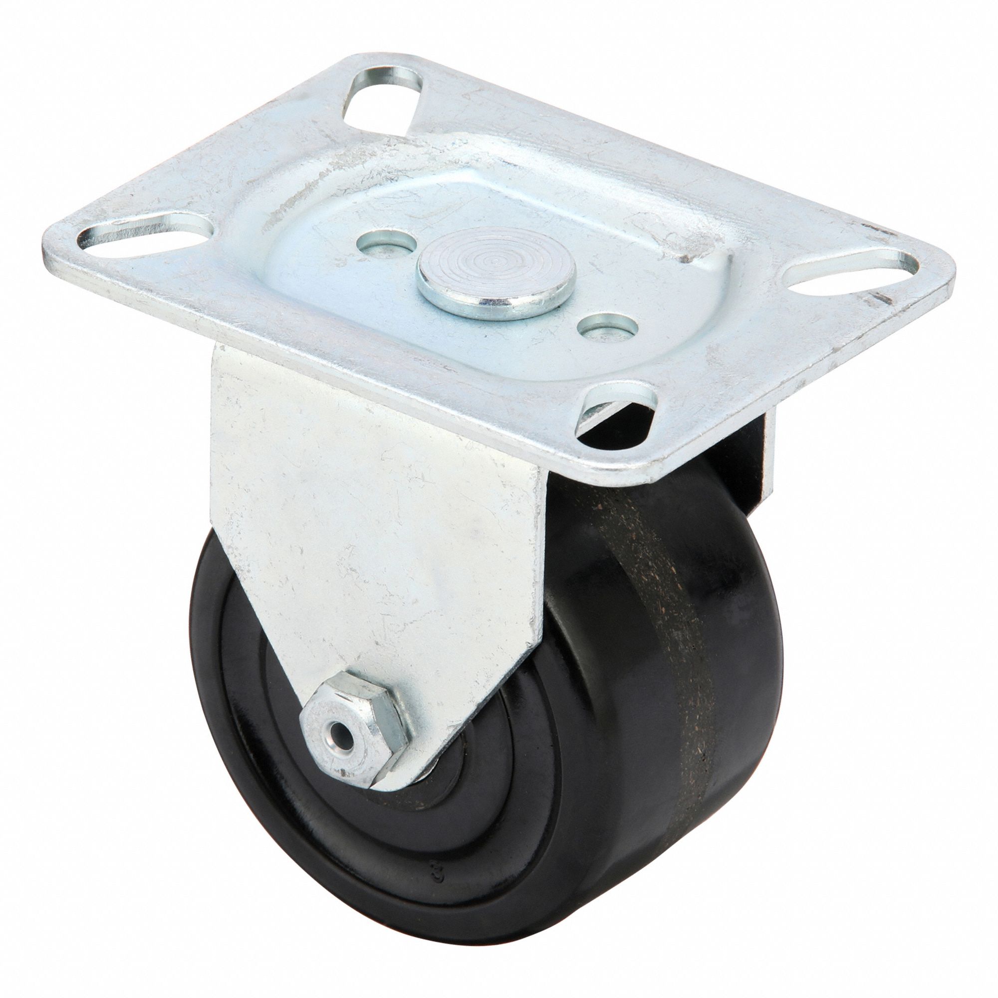 Plate Caster, Rigid, Phenolic, 3 7/8"H