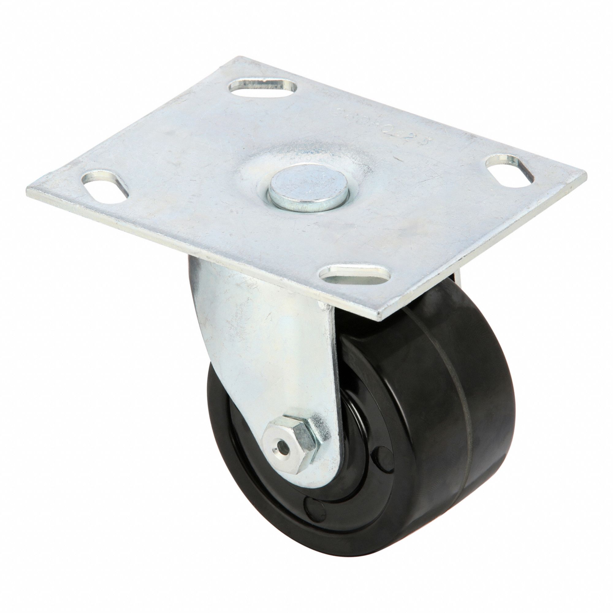 Plate Caster: Swivel, No Brake, Phenolic, 3 in Wheel Dia, 1 3/4 in Wheel Wd, Slot