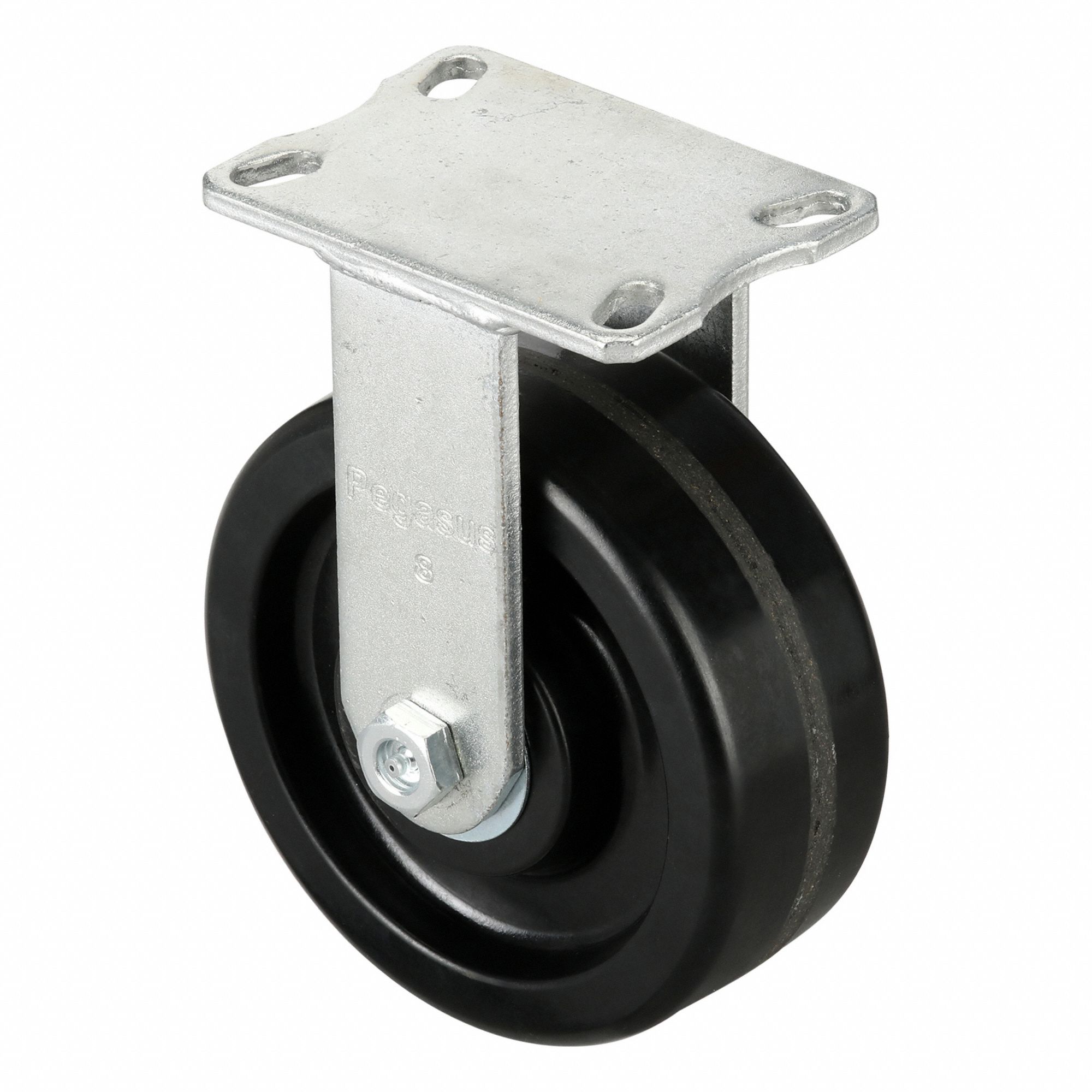 Plate Caster: Rigid, No Brake, Phenolic, 8 in Wheel Dia, 3 in Wheel Wd, Slot, Roller